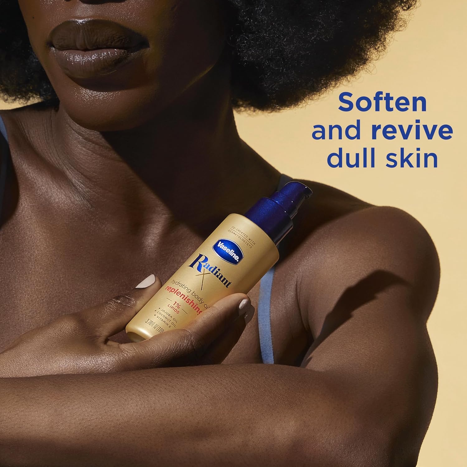 Vaseline Radiant X Replenishing Body Oil, Allergy-Conscious Clean Body Oil Safe for Face Body and Cuticles