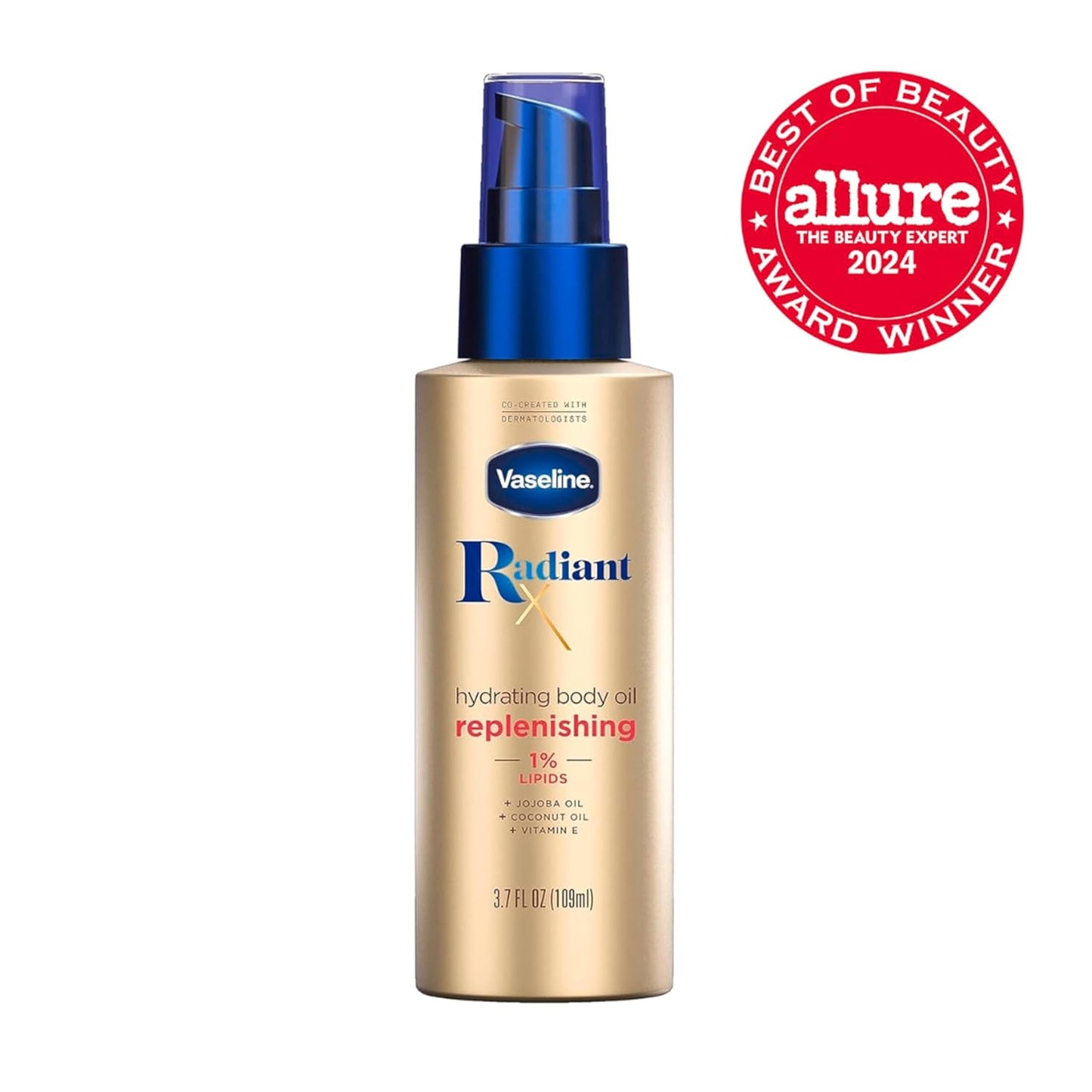 Vaseline Radiant X Replenishing Body Oil, Allergy-Conscious Clean Body Oil Safe for Face Body and Cuticles