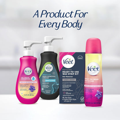 VEET Worry-Free Body Waxing Kit – Pet & Kid-Safe Hair Removal, Clean Air, No Smoke or Fire Hazard