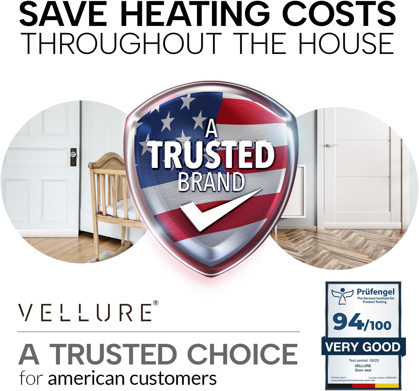 Vellure® Door Sweep Under Door – Damage-Free Apartment Weatherproofing, Protects Security Deposits
