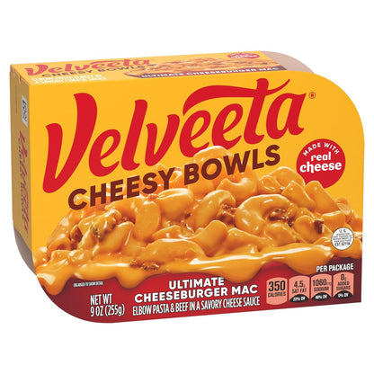 Velveeta Cheesy Bowls Ultimate Cheeseburger Mac – Dorm Room Microwave Dinner for Hungry College Kids, 9 oz
