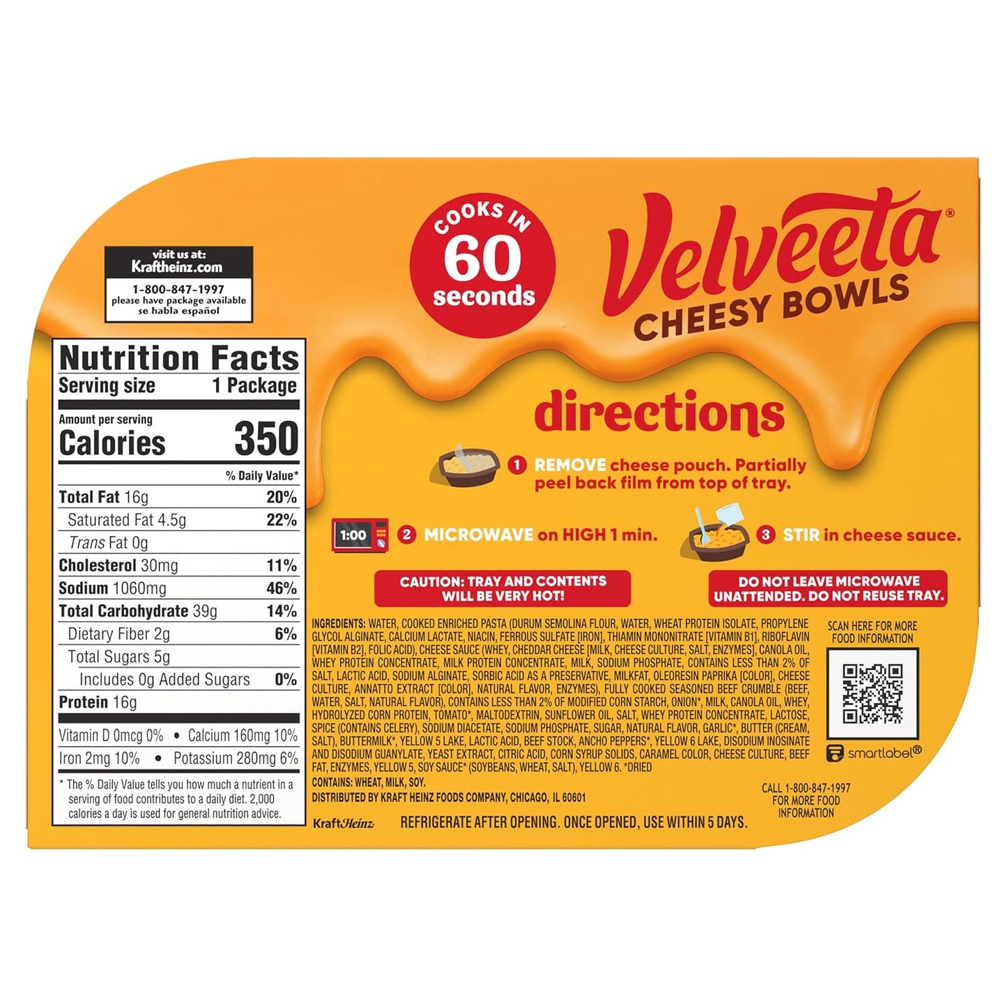 Velveeta Cheesy Bowls Ultimate Cheeseburger Mac – Dorm Room Microwave Dinner for Hungry College Kids, 9 oz