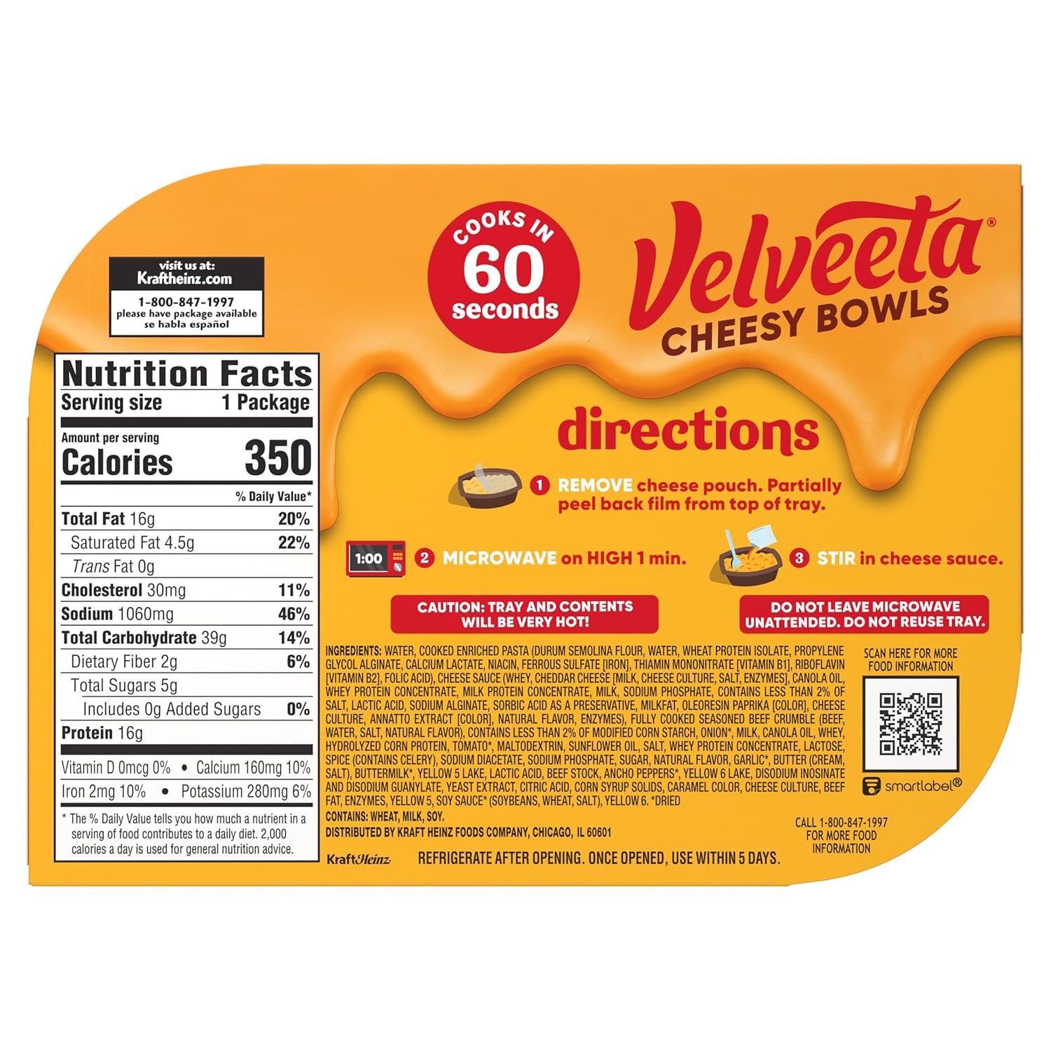 Velveeta Cheesy Bowls Ultimate Cheeseburger Mac – Dorm Room Microwave Dinner for Hungry College Kids, 9 oz