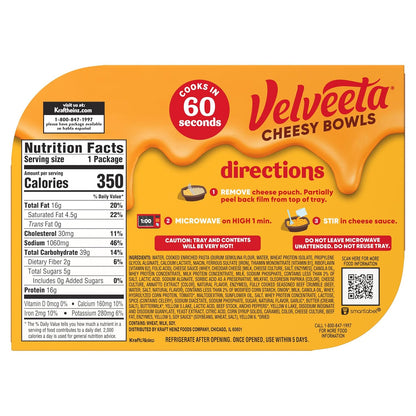 Velveeta Cheesy Bowls Ultimate Cheeseburger Mac – Dorm Room Microwave Dinner for Hungry College Kids, 9 oz