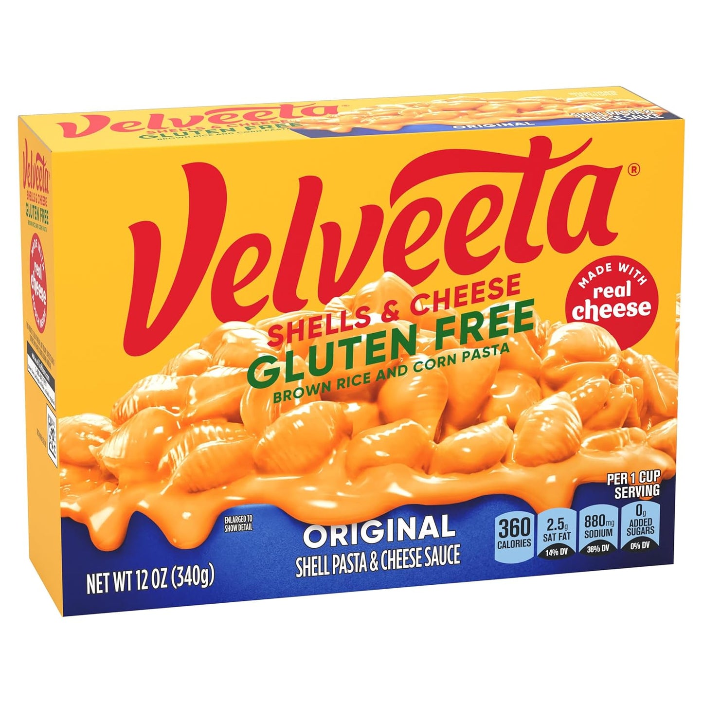 Velveeta Gluten Free Shells & Cheese, Self Care Dinner for Newly Diagnosed Celiac Adults, 12 oz Box