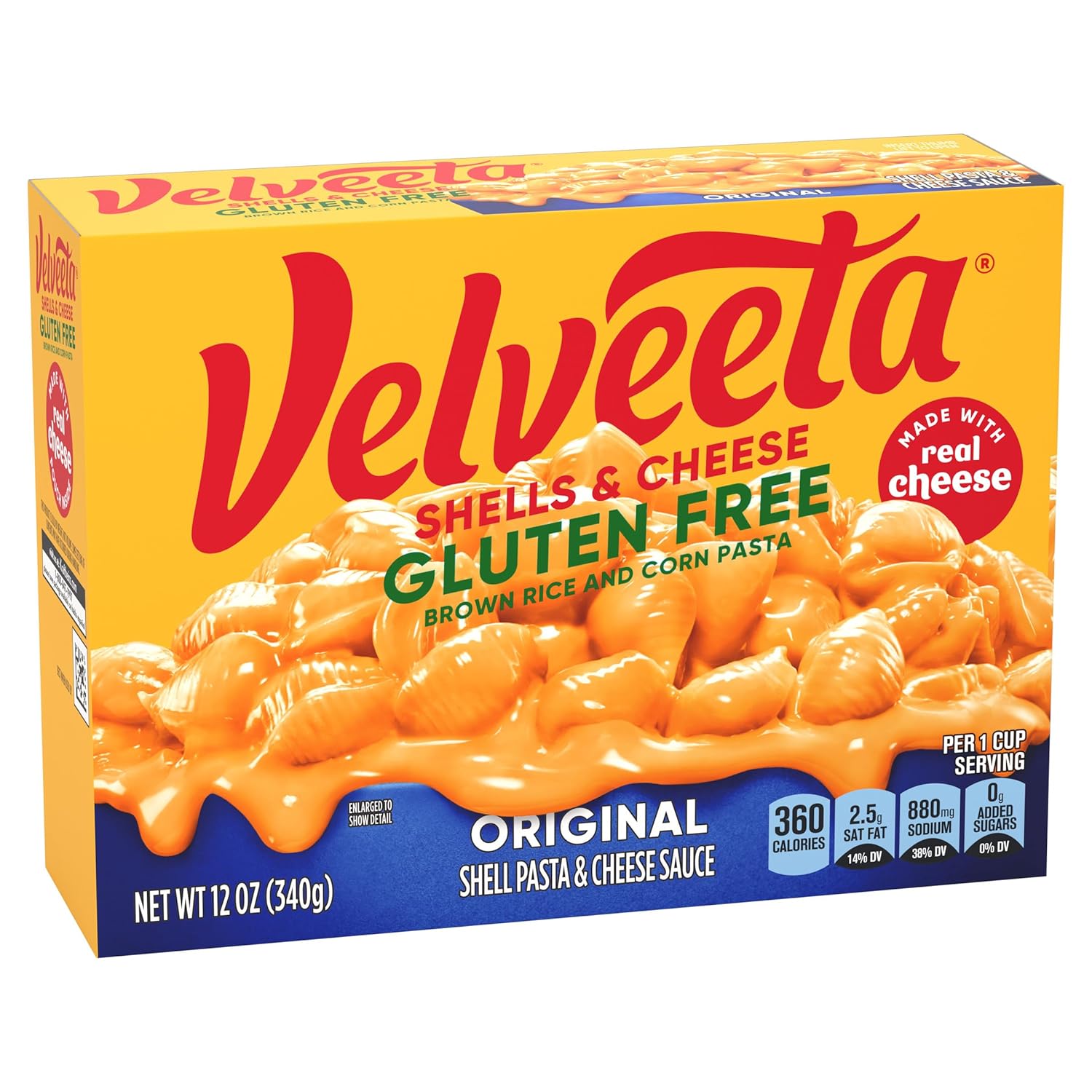 Velveeta Gluten Free Shells & Cheese, Self Care Dinner for Newly Diagnosed Celiac Adults, 12 oz Box