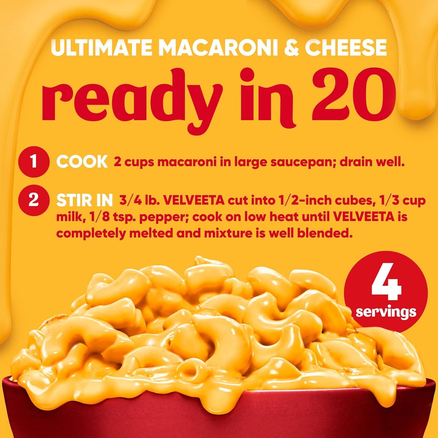 Velveeta Original Cheese Block – Pantry Staple for Budget-Conscious Grocery Shoppers, 16 oz
