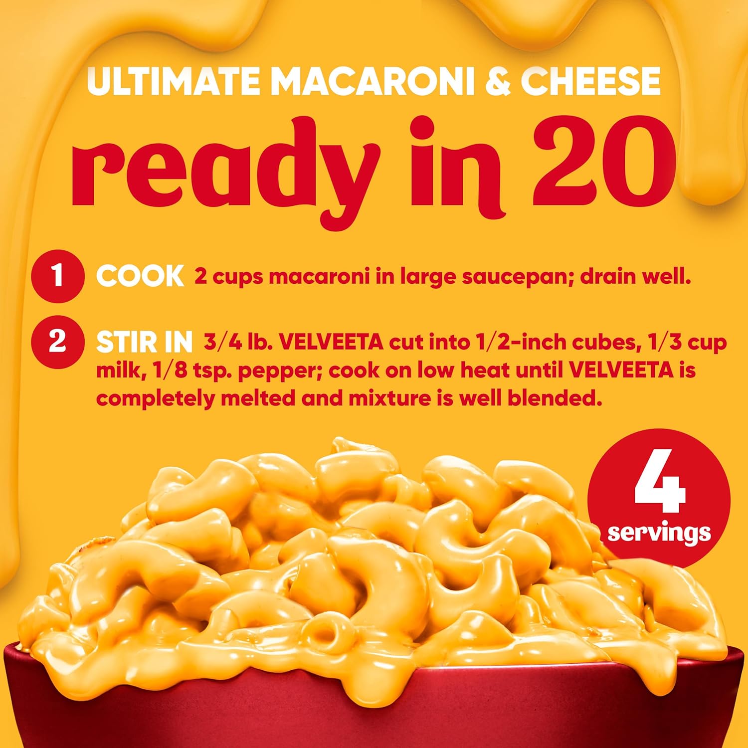 Velveeta Original Cheese Block – Pantry Staple for Budget-Conscious Grocery Shoppers, 16 oz