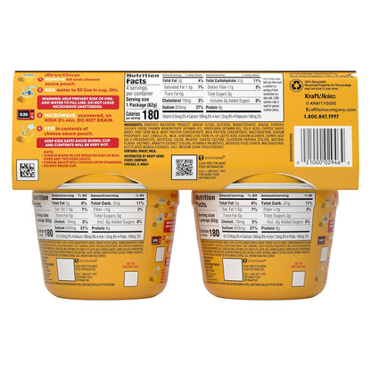 Velveeta Shells & Cheese 2% Milk Cheese Microwaveable Shells – Easy After-School Snack for Kids, 3.5-Minute Prep, 4 ct Pack