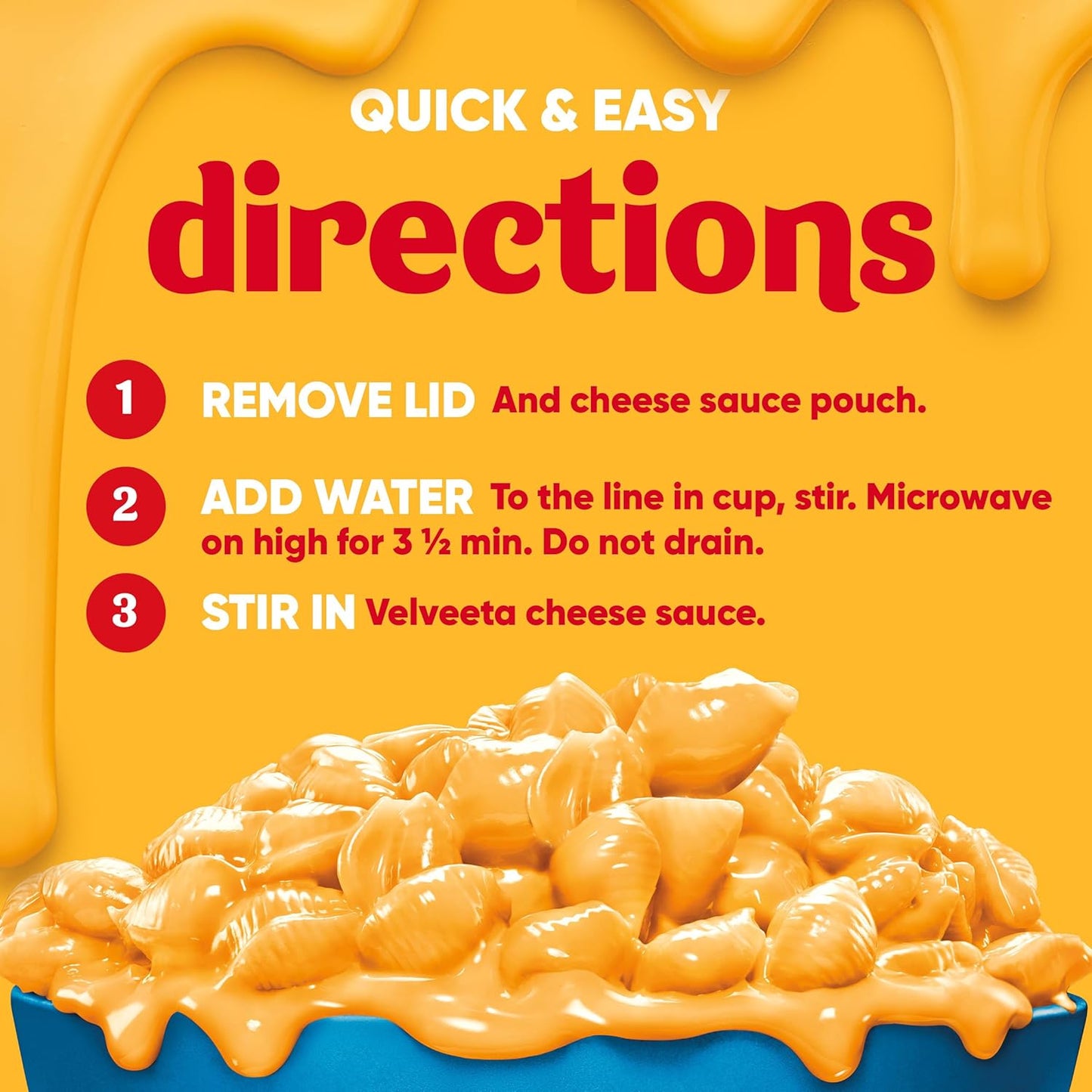 Velveeta Shells & Cheese 2% Milk Cheese Microwaveable Shells – Easy After-School Snack for Kids, 3.5-Minute Prep, 4 ct Pack