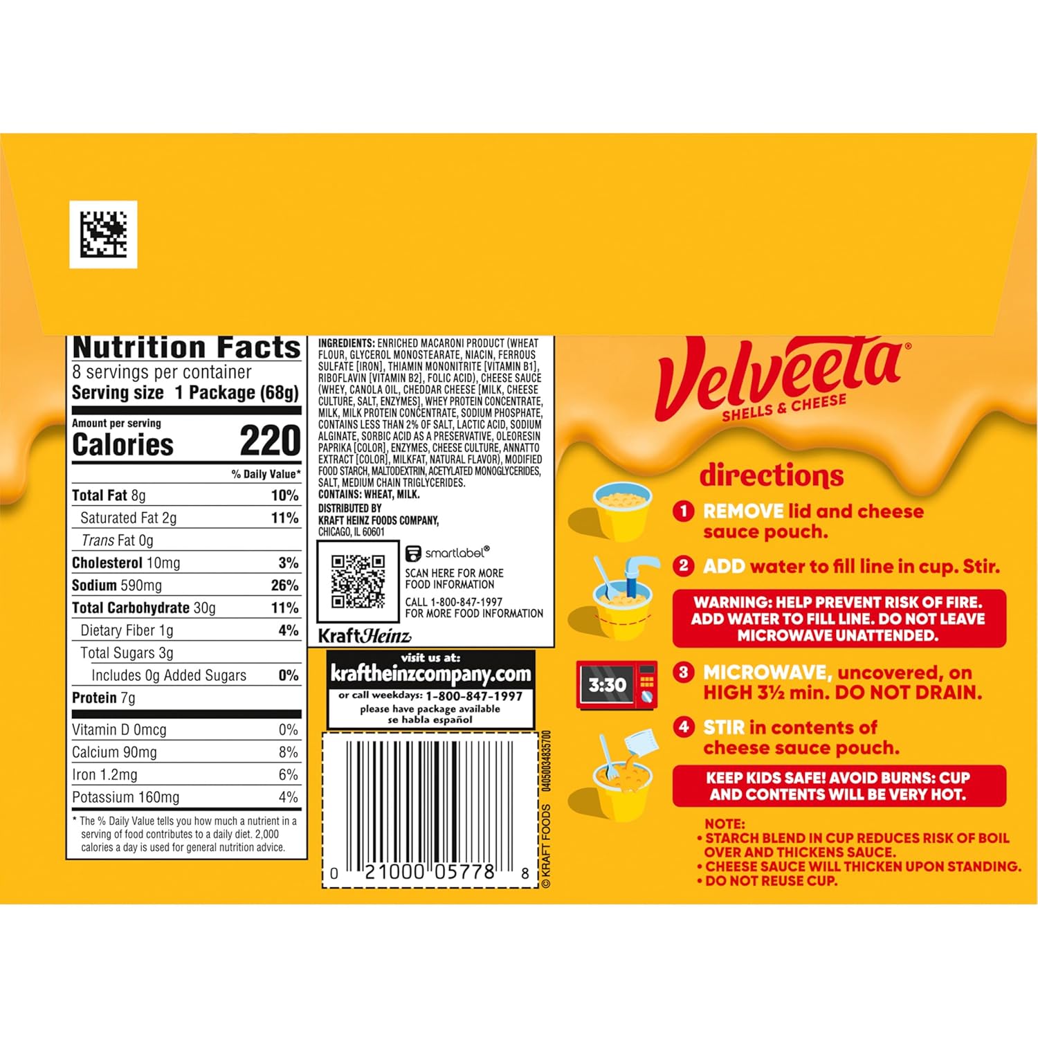 Velveeta Shells & Cheese Original Microwaveable Cup – Late-Night Study Fuel for College Students, Microwave-Ready Cup
