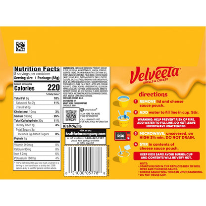 Velveeta Shells & Cheese Original Microwaveable Cup – Late-Night Study Fuel for College Students, Microwave-Ready Cup