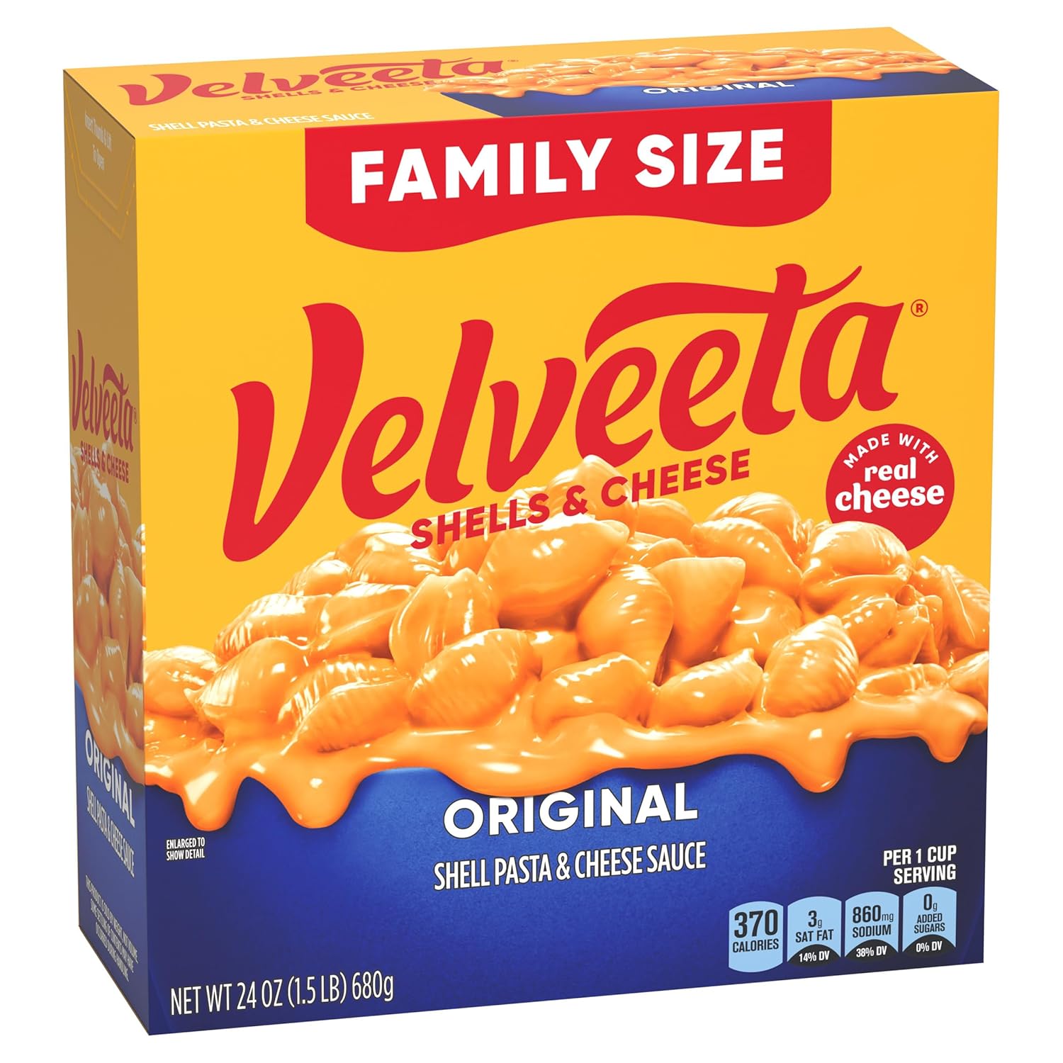 Velveeta Shells & Cheese Original Shell Pasta & Cheese Sauce 24 oz – SNAP EBT Eligible Pantry Stockpile for Tight Budgets