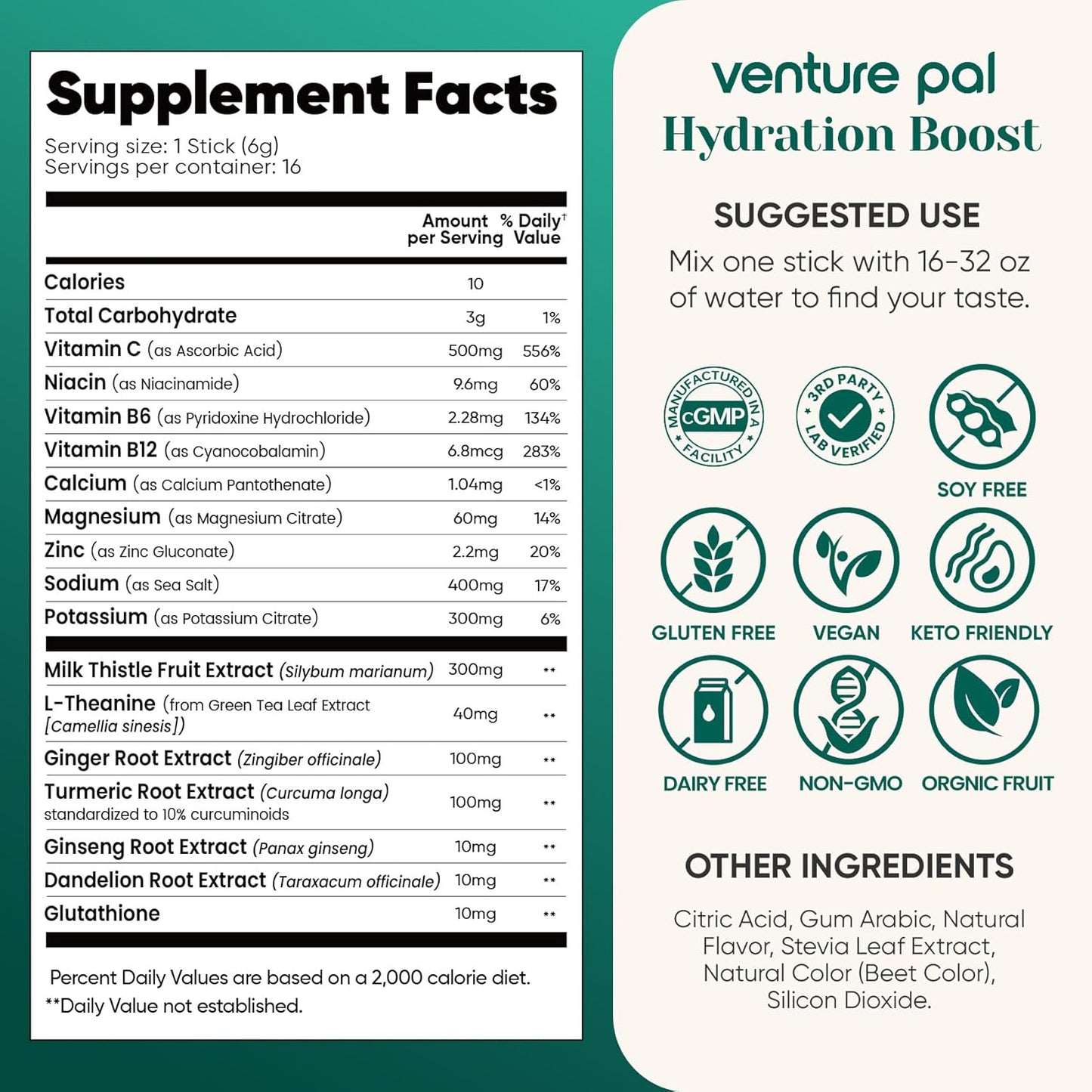 Venture Pal Electrolyte Detox Stick Pack – Housewarming Gift for the Health-Conscious Friend