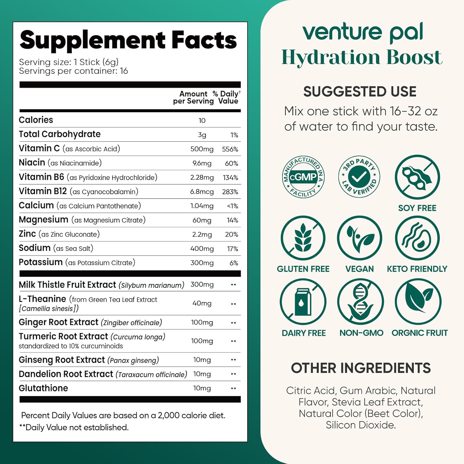 Venture Pal Electrolyte Detox Stick Pack – Housewarming Gift for the Health-Conscious Friend