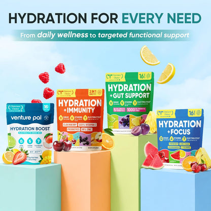 Venture Pal Electrolyte Drink Mix Sticks – Housewarming & Care Package Gift Idea, Clinically Verified Hydration for Health-Conscious Loved Ones