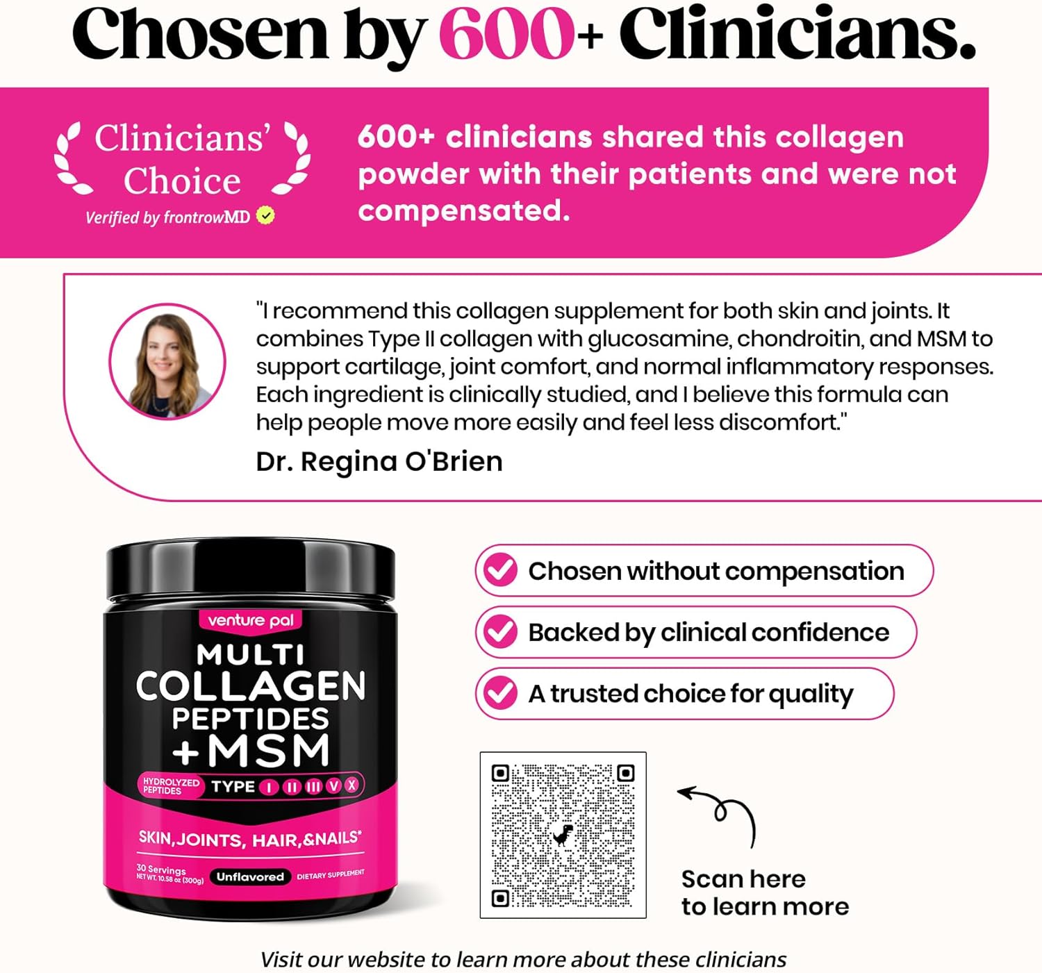 Venture Pal Multi Collagen Powder – High-End Collagen Complex with Hyaluronic Acid and Vitamin C