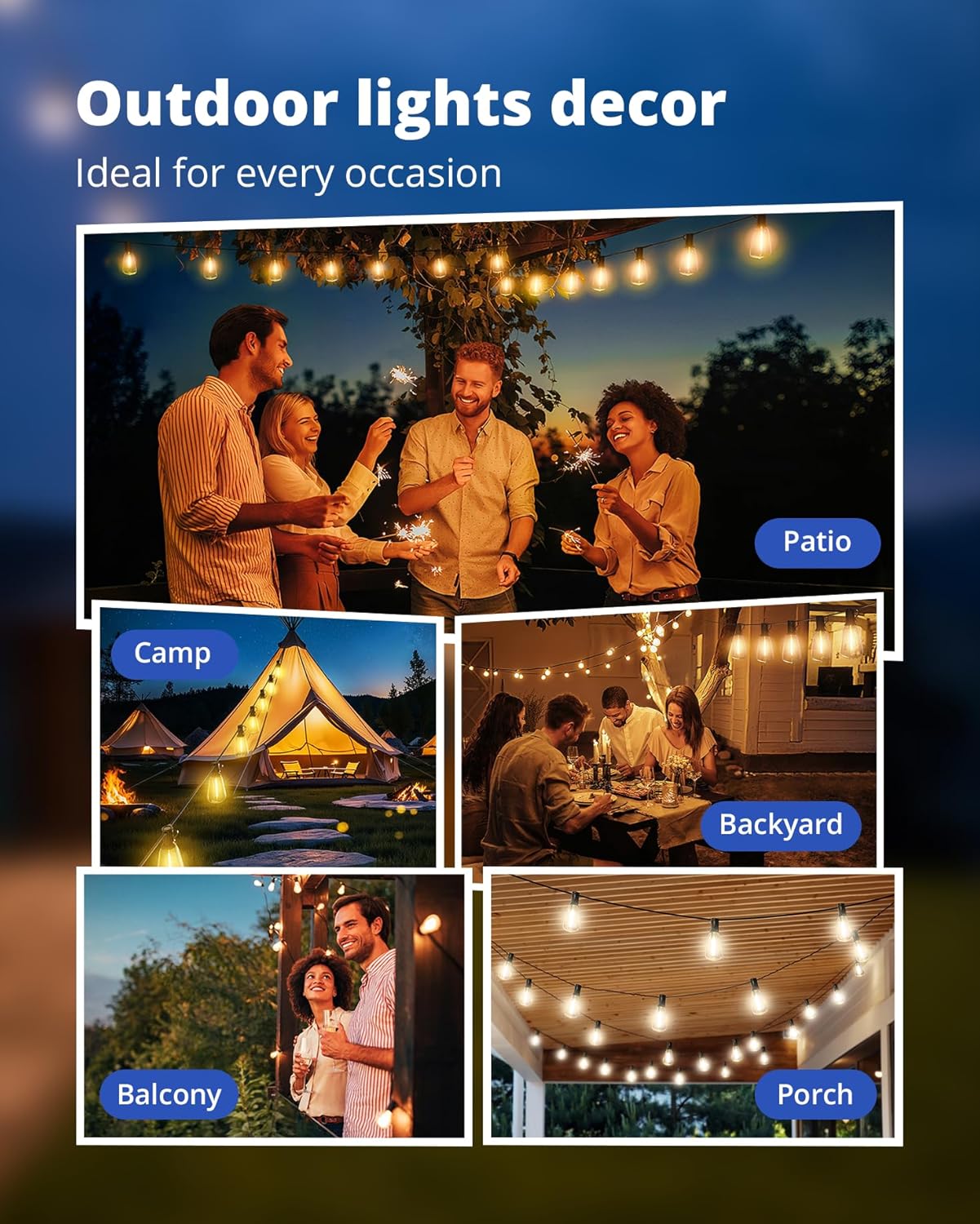 VIPAR LED Outdoor Lights – Charming Birthday Gift for Mom and Her with Warm White Vintage Glow