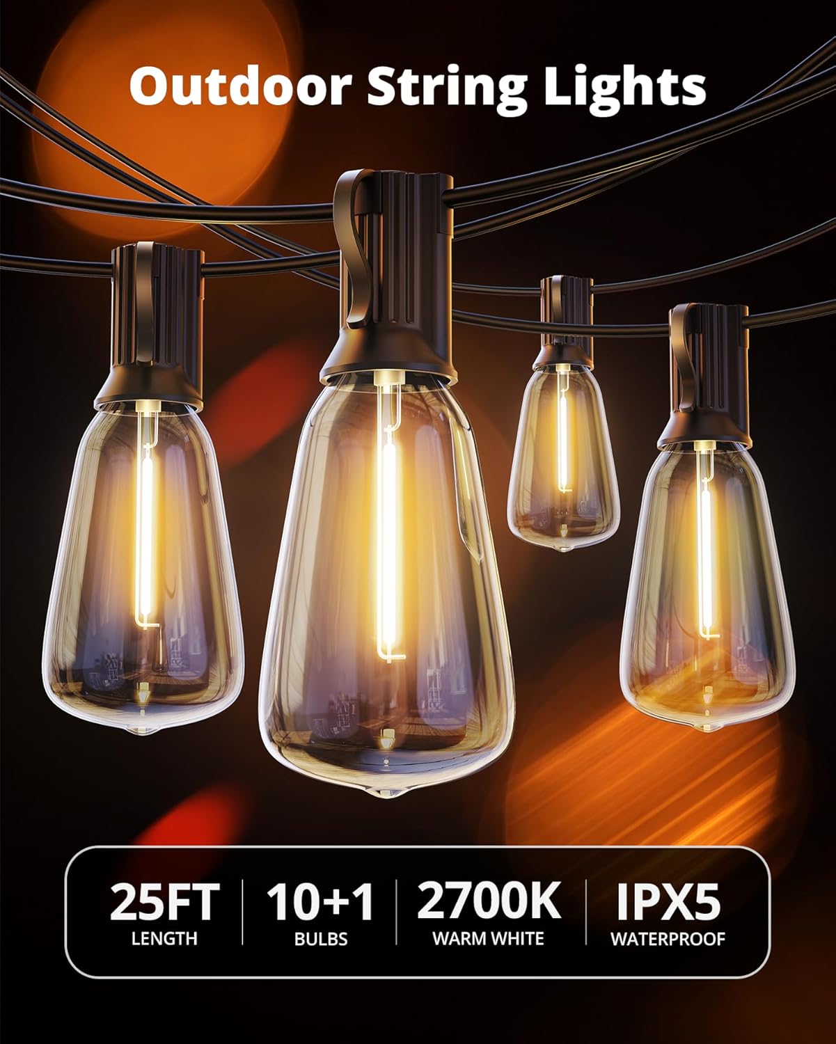 VIPAR LED Outdoor Lights – Charming Birthday Gift for Mom and Her with Warm White Vintage Glow