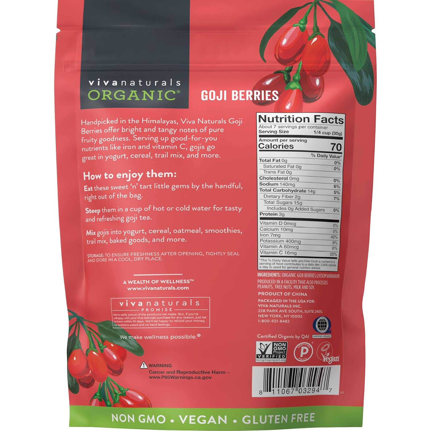 Viva Naturals Himalayan Wolfberries – Portable Superfood Snack for Thru-Hiking, Campfire Cooking, and Outdoor Adventures