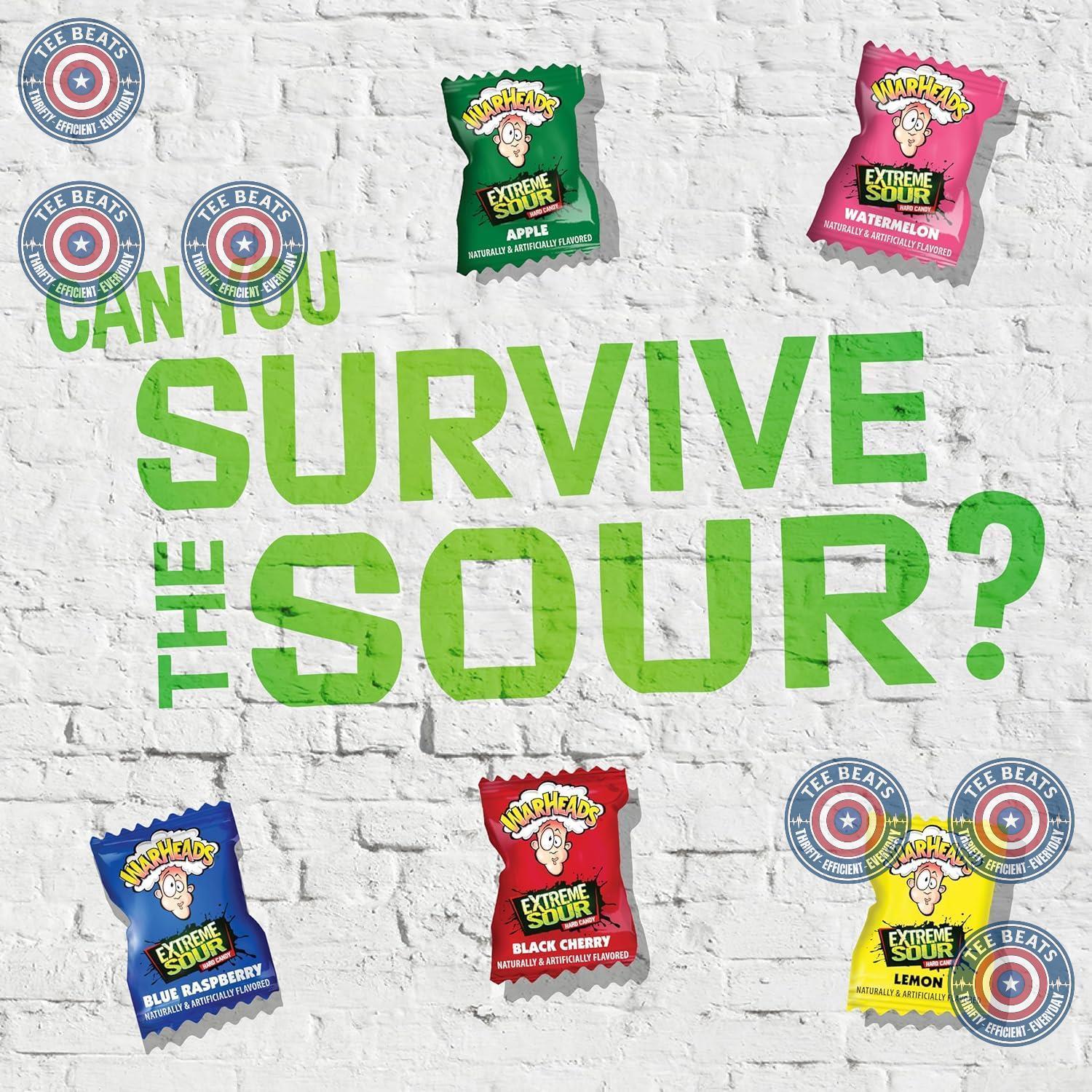 WARHEADS Extreme Sour Hard Candy Individually Wrapped 2 oz Bag Movie Night and Dorm Room Snack Gift