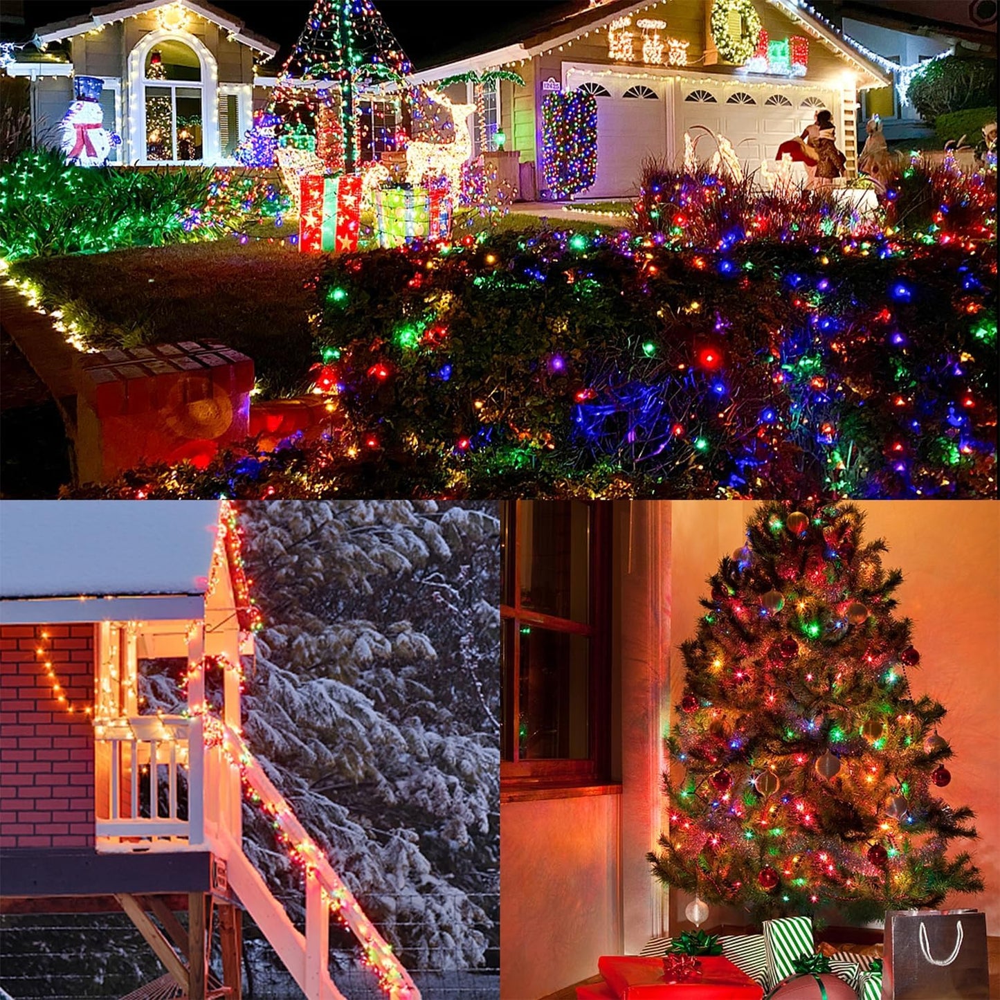 WATERGLIDE LED Christmas Lights with Timer – Smoke-Free, No-Fire-Risk Decor for Dry Trees & Indoor Use