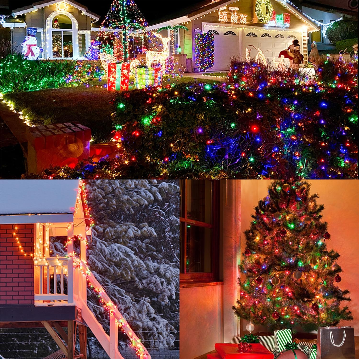 WATERGLIDE LED Christmas Lights with Timer – Smoke-Free, No-Fire-Risk Decor for Dry Trees & Indoor Use