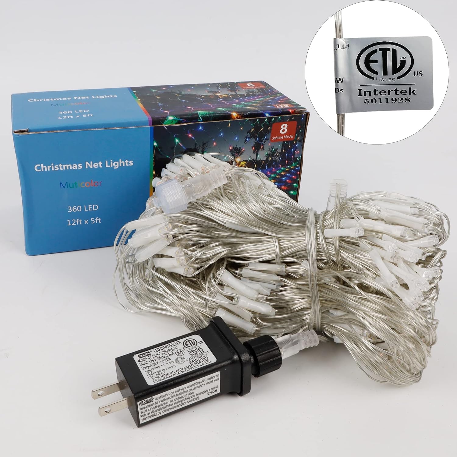 WATERGLIDE Outdoor Net Lights 12ft x 5ft 360 LED 7-Color Mesh for Housewarming, Holiday, and Hostess Gifting