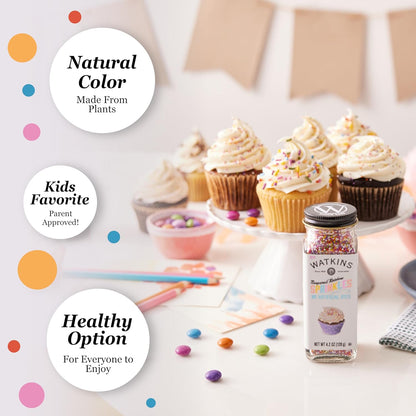Watkins Rainbow Nonpareils Sprinkles – FD&C Dye Free Topping for Clean Ingredient Homemade Ice Cream and Brownie Finishing