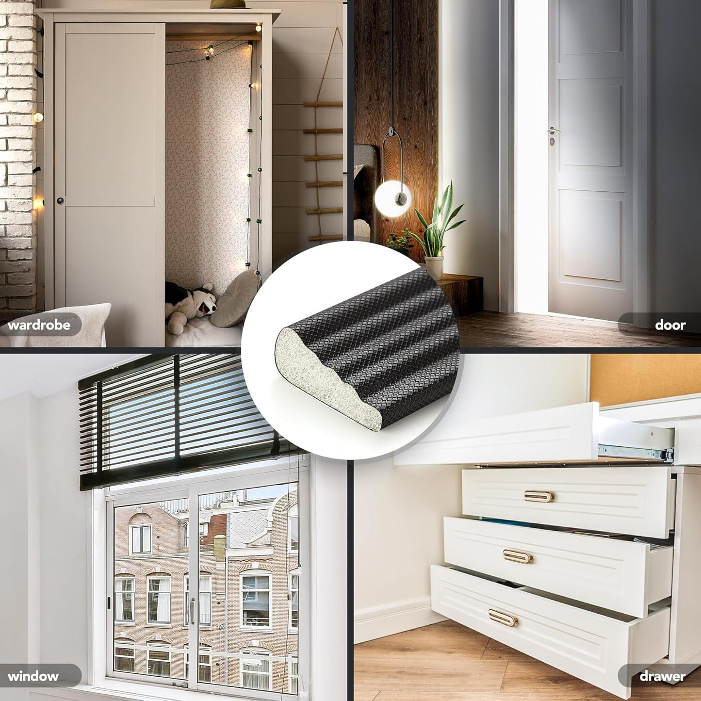Weatherproofing Co. Modern Edge Weather Strip – Apartment Door Seal in White or Black, Discreet Draft Stopper