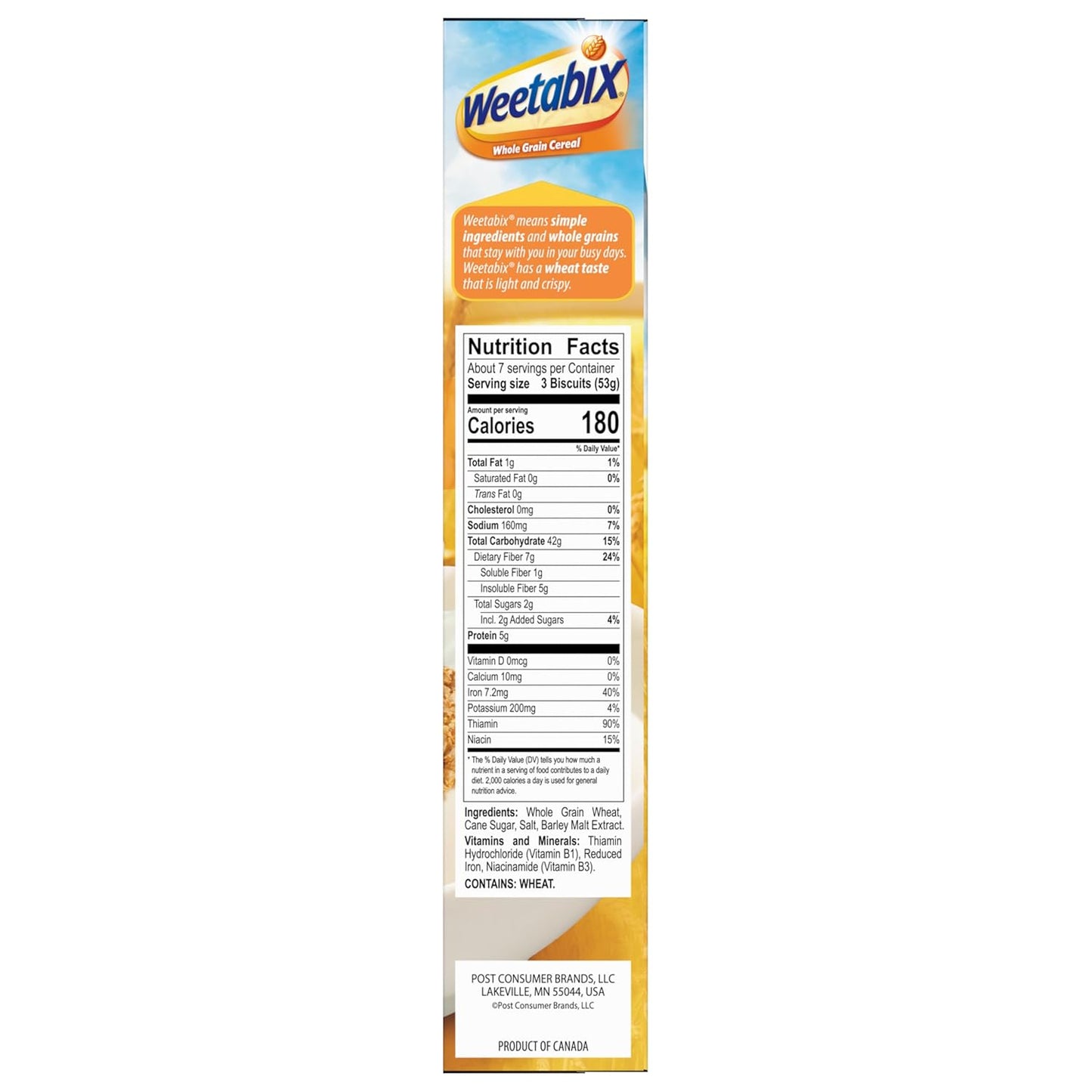 Weetabix Whole Grain Cereal – Compact Box Cereal for Picnic Mornings, 14 oz Box