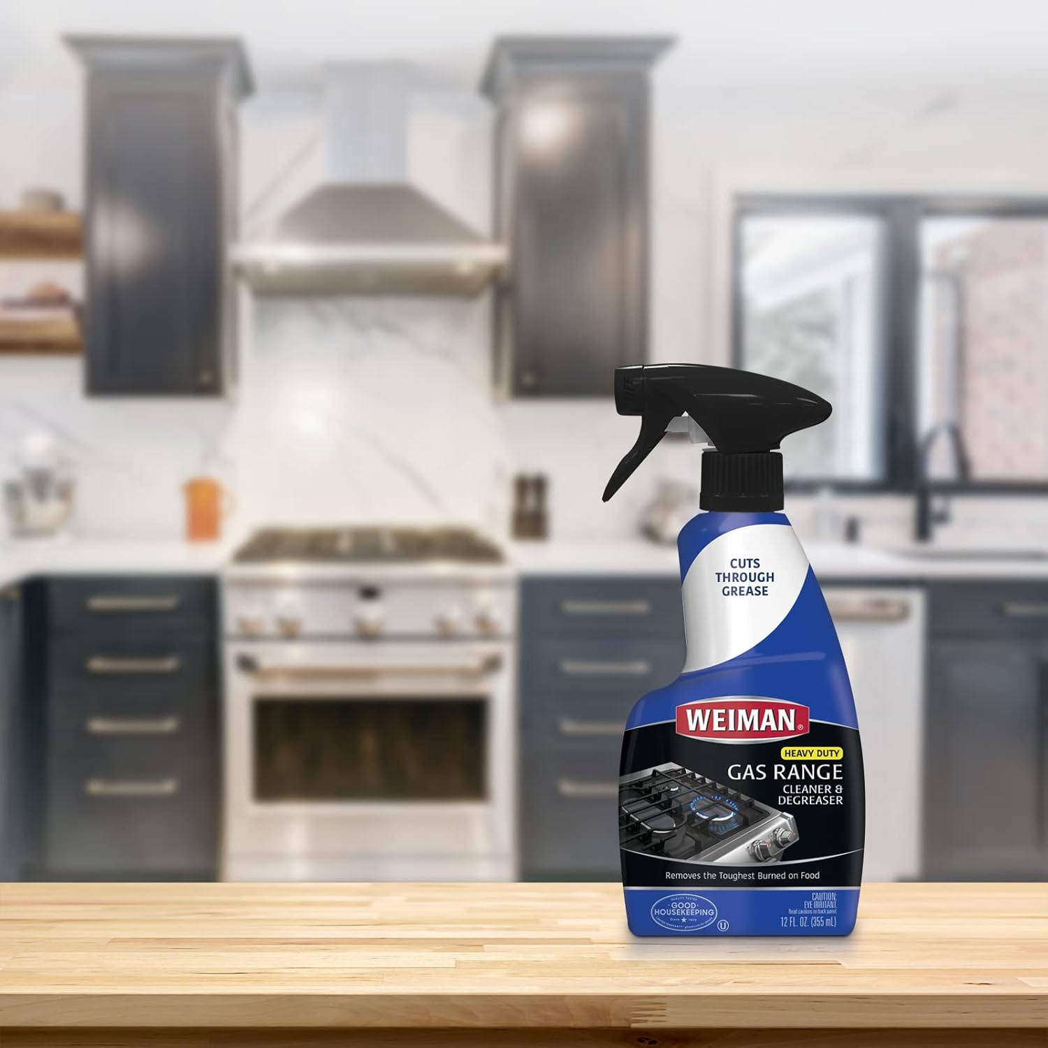 Weiman Gas Range Cleaner and Degreaser – Safe Lemon-Scented Stovetop Cleaner for Sensitive Households, Streak-Free Finish