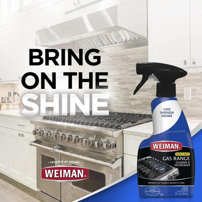 Weiman Gas Range Cleaner and Degreaser – Safe Lemon-Scented Stovetop Cleaner for Sensitive Households, Streak-Free Finish