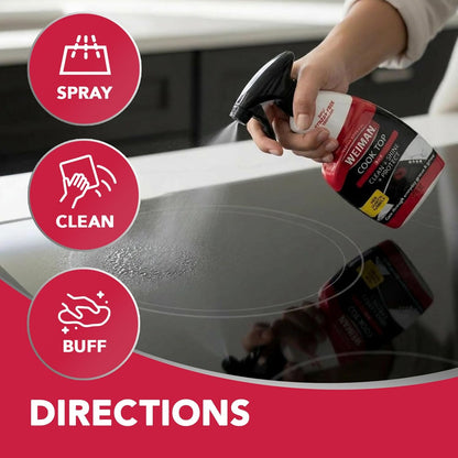 Weiman Glass Cooktop Degreaser Spray with Reusable Cloth – Restaurant-Worthy Shine for Designer Apartment Kitchen Countertops