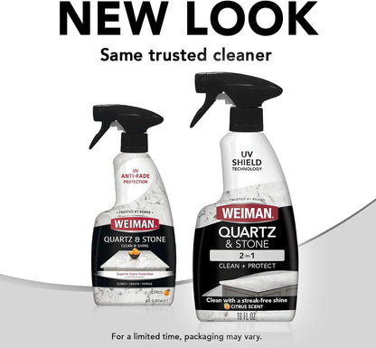 Weiman Quartz Countertop Cleaner and Polish for Modern Kitchen Countertops, Residue-Free Citrus Polish with UV Defense