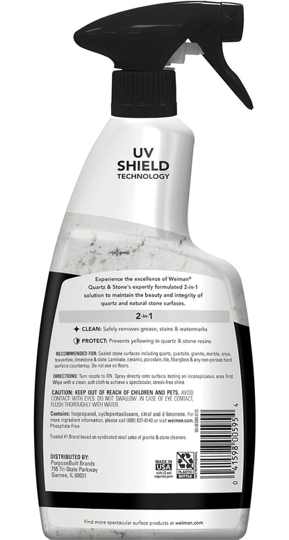 Weiman Quartz Countertop Cleaner and Polish — Residue-Free Clean for a Mindful Cooking Prep Space