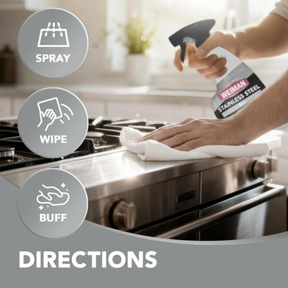 Weiman Stainless Steel Cleaner & Polish – Holiday Gift for Mom, Award-Winning Stainless Care Set
