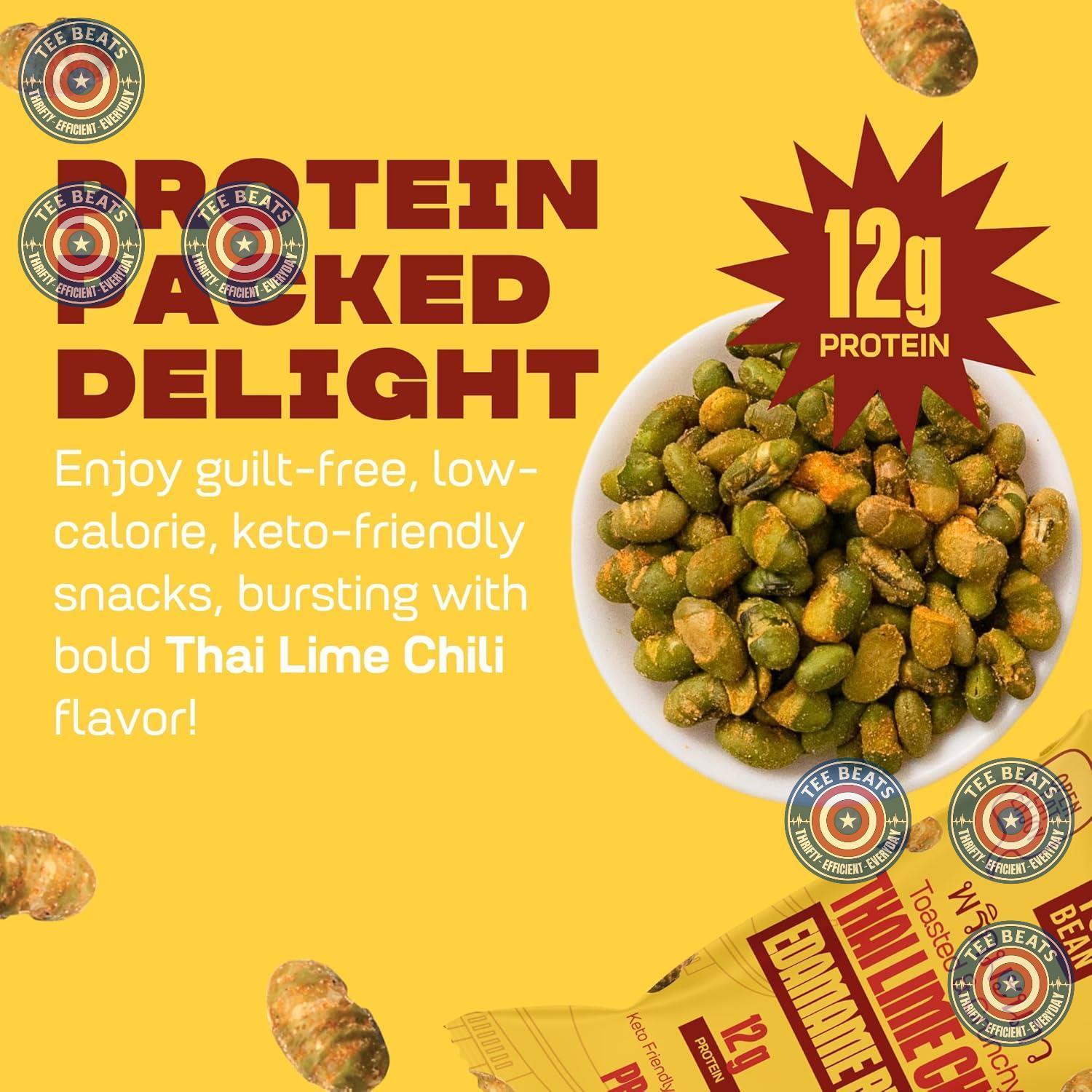 Where You Bean Dry Roasted Edamame (Thai Lime Chili) – Family Snack Drawer Staple for Road Trips and Playdates, Kid-Approved Vegan Snack, 8 Pack