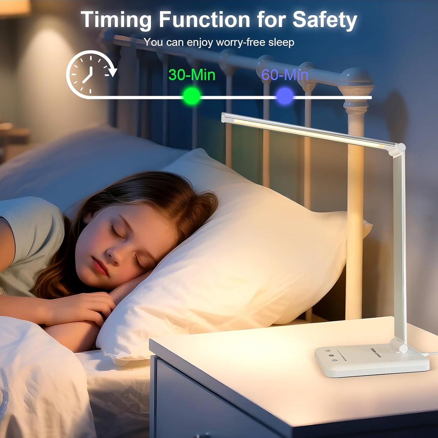 White crown Folding Dimmable Table Lamp – Modern Accent Light for Living Room Hobby and Reading Nooks