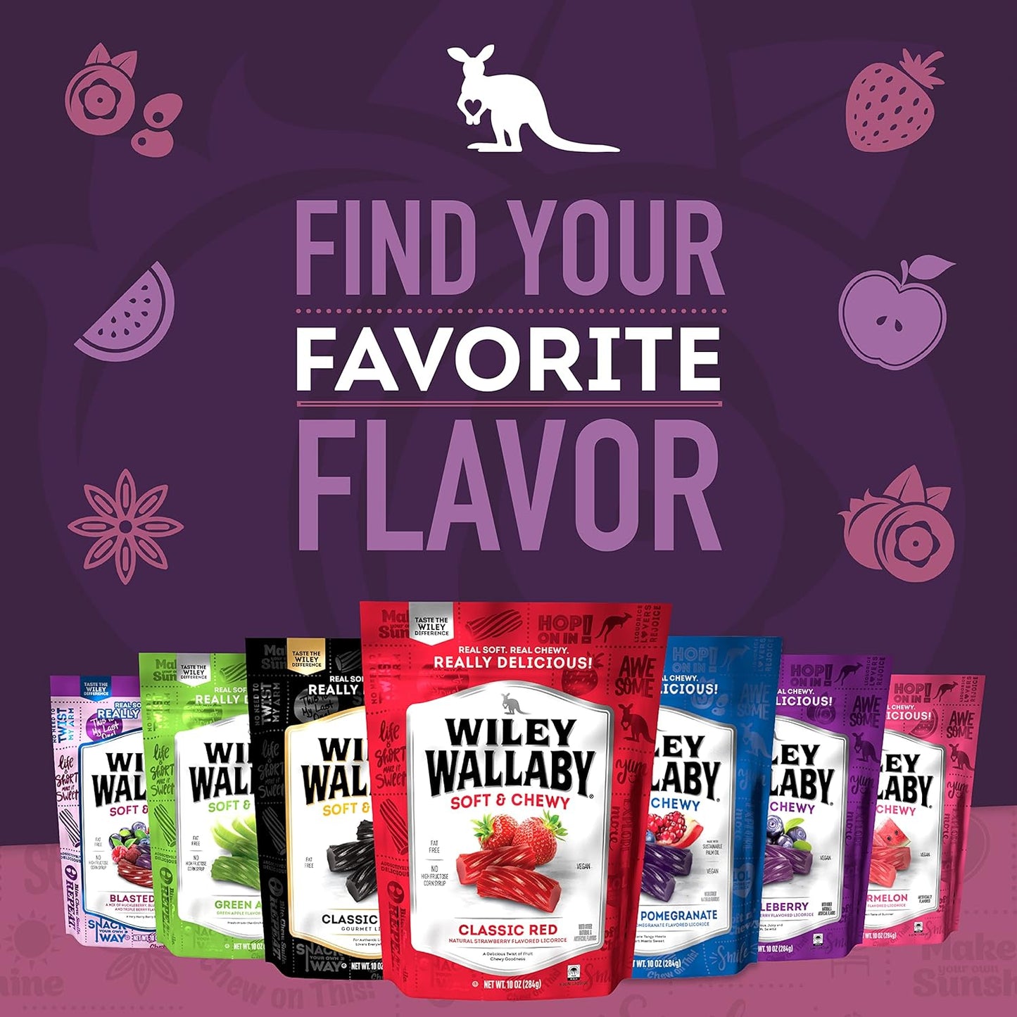 Wiley Wallaby Licorice 10 Ounce Classic Gourmet Soft & Chewy Australian Blasted Berry Candy Twists – Better-for-You Gourmet Licorice for Your Self-Care Snack Drawer