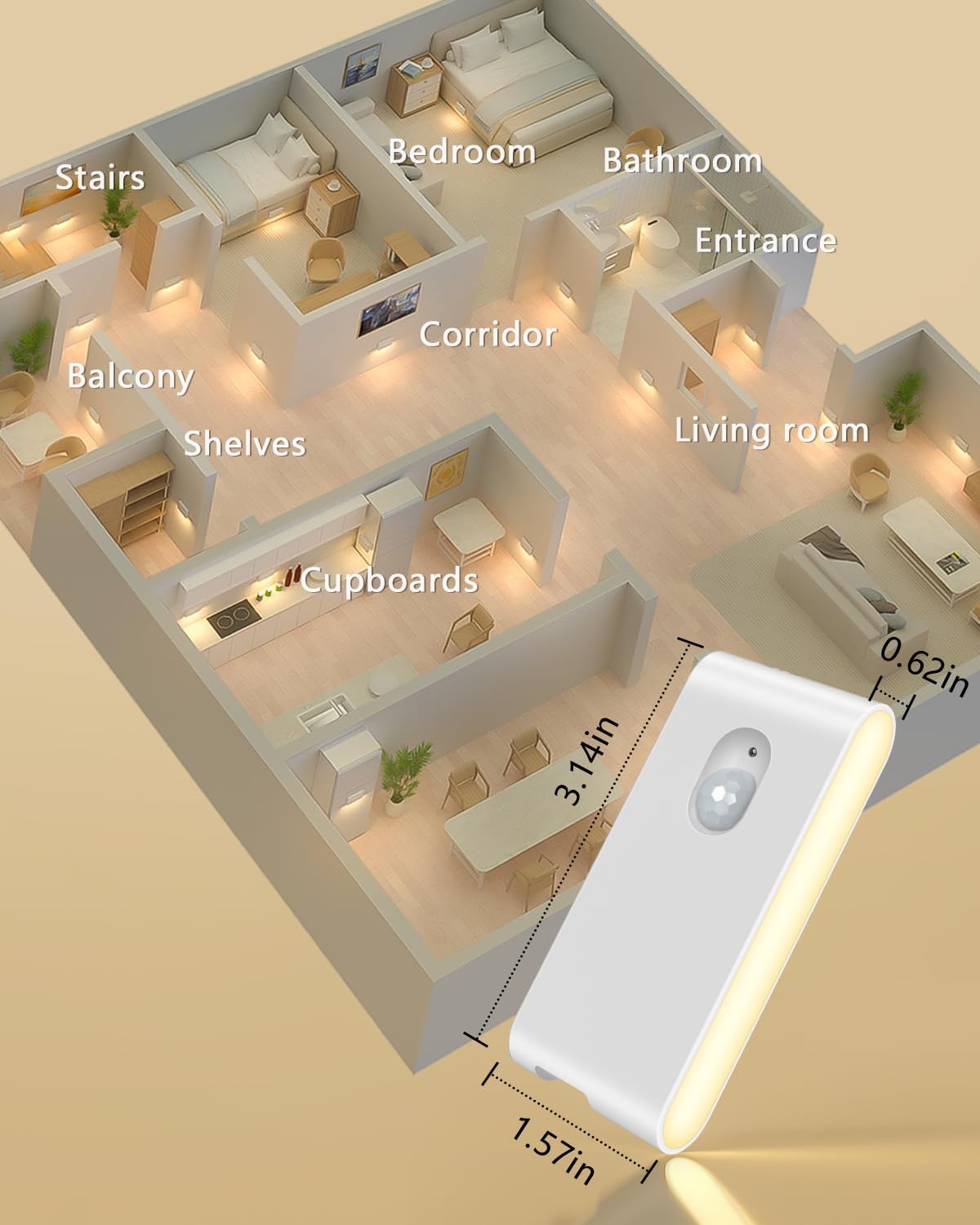WILLED Rechargeable Stair Lights – Designer Friendly Cordless Lighting for Hallways and Reading Nooks