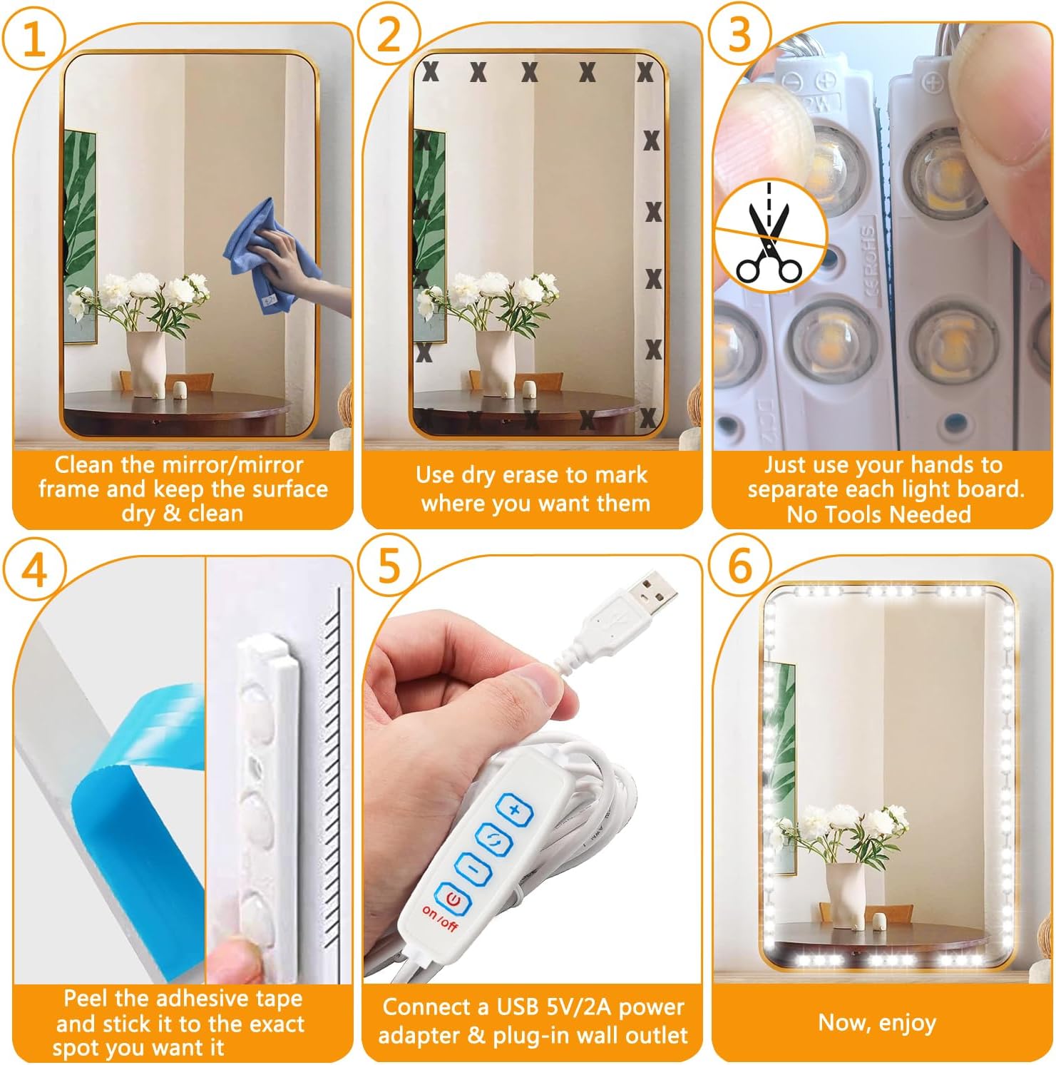 Winees Adjustable Mirror Lights – Flicker Free Lighting for Mindful Evening Beauty Routines