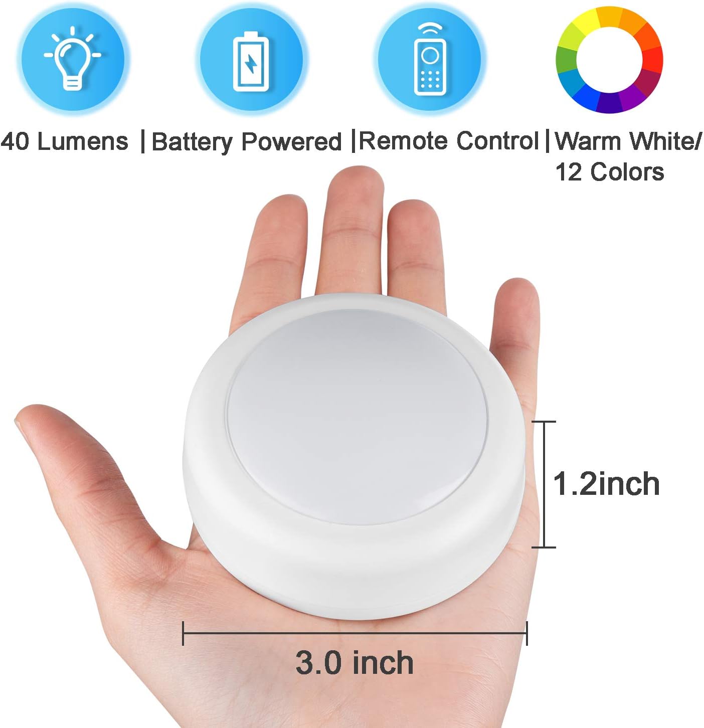 wireless rf remote with 20 ft range plus tap-touch lens control
