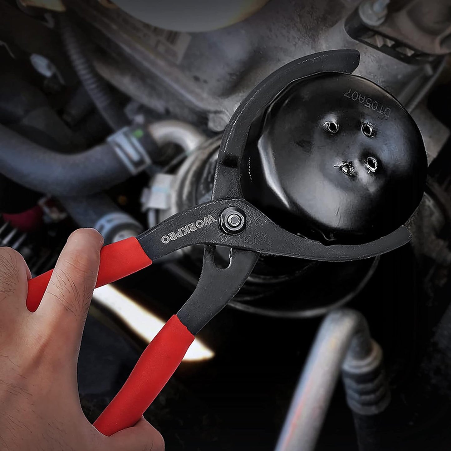 WORKPRO Adjustable Oil Filter Removal Tool – Clever Holiday Gift for Mechanics and Home DIYers, Fits 2-3/8 to 4-1/2 Inch Filters