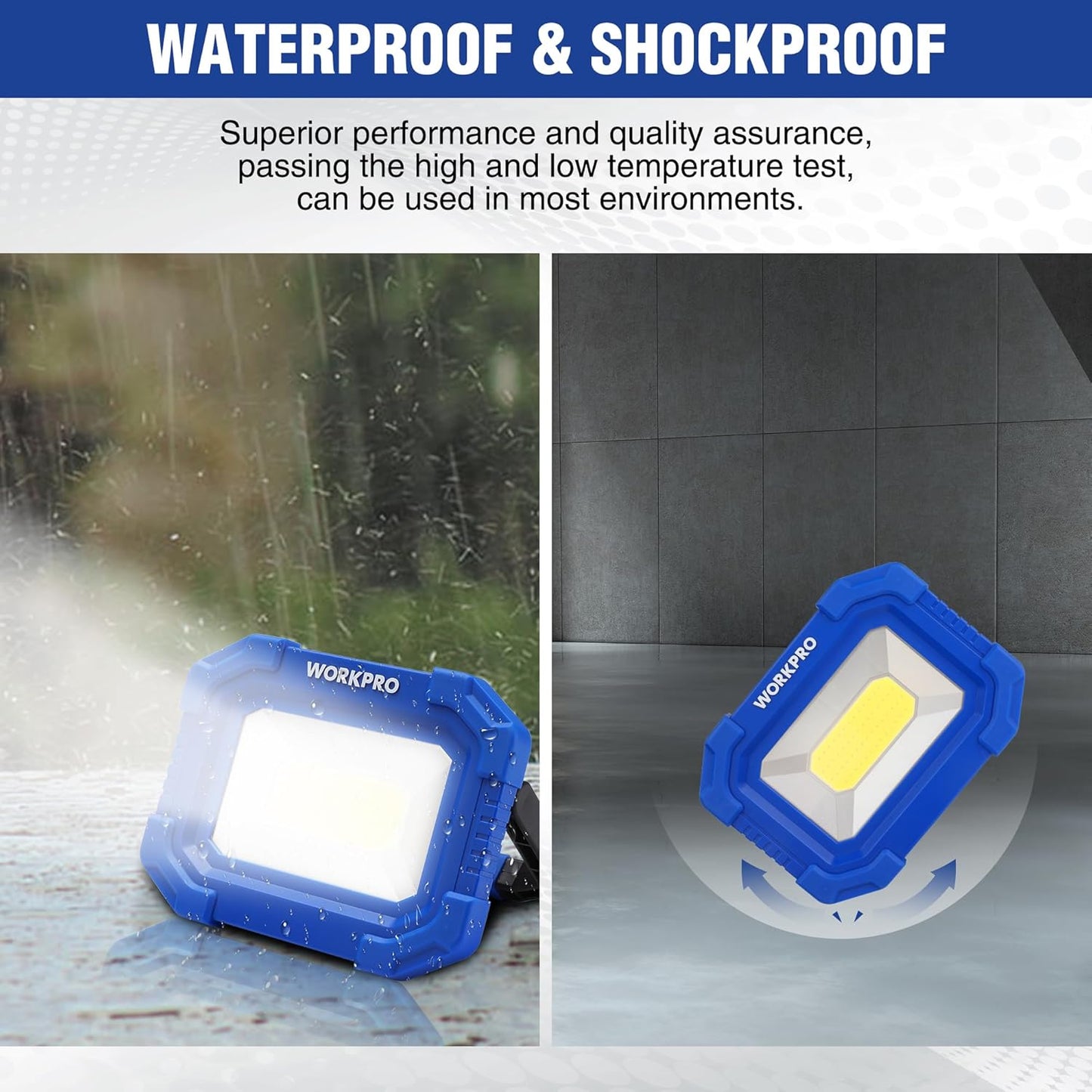 WORKPRO Magnetic Work Light for Mechanics and DIYers – 180° Rotating Stand, 2000LM, 2 Pack