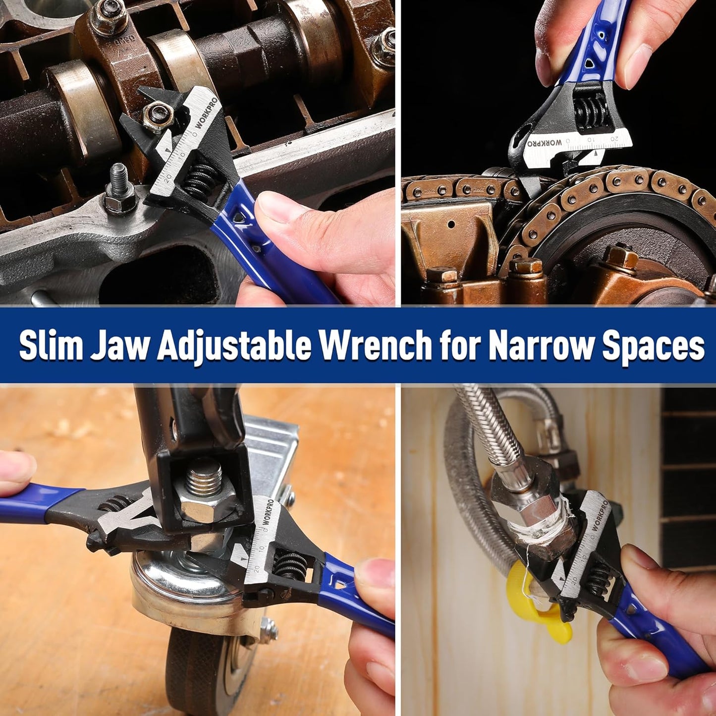 WORKPRO Stubby Wide-Opening Wrench – Slip-Resistant Coated-Handle Tool for Confined Mechanical Work