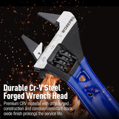WORKPRO Stubby Wide-Opening Wrench – Slip-Resistant Coated-Handle Tool for Confined Mechanical Work