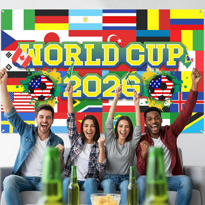 World Football Tournament Cup Celebration Backdrop 43x71 Inch Bedroom Aesthetic Accent Piece for Football Fan Home Theater Setup