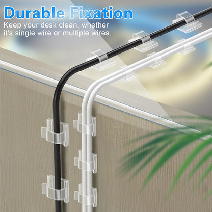 XHF Renter-Safe Cable Clips for Apartment Walls, Damage-Free Adhesive Wire Holders for Family Homes