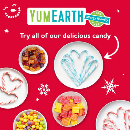 YumEarth Organic Candy Cane Lollipops - School Snack for Child with Food Allergies, Organic Christmas Candy, 30 Count Pack